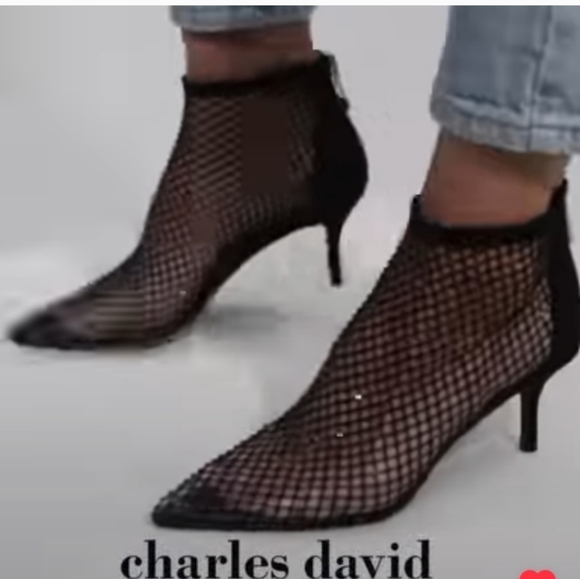 CHARLES DAVID AFTERHOURS RED RHINESTONE MESH BOOTIE, FIERY RHINESTONE RED 7.5 - Picture 9 of 16